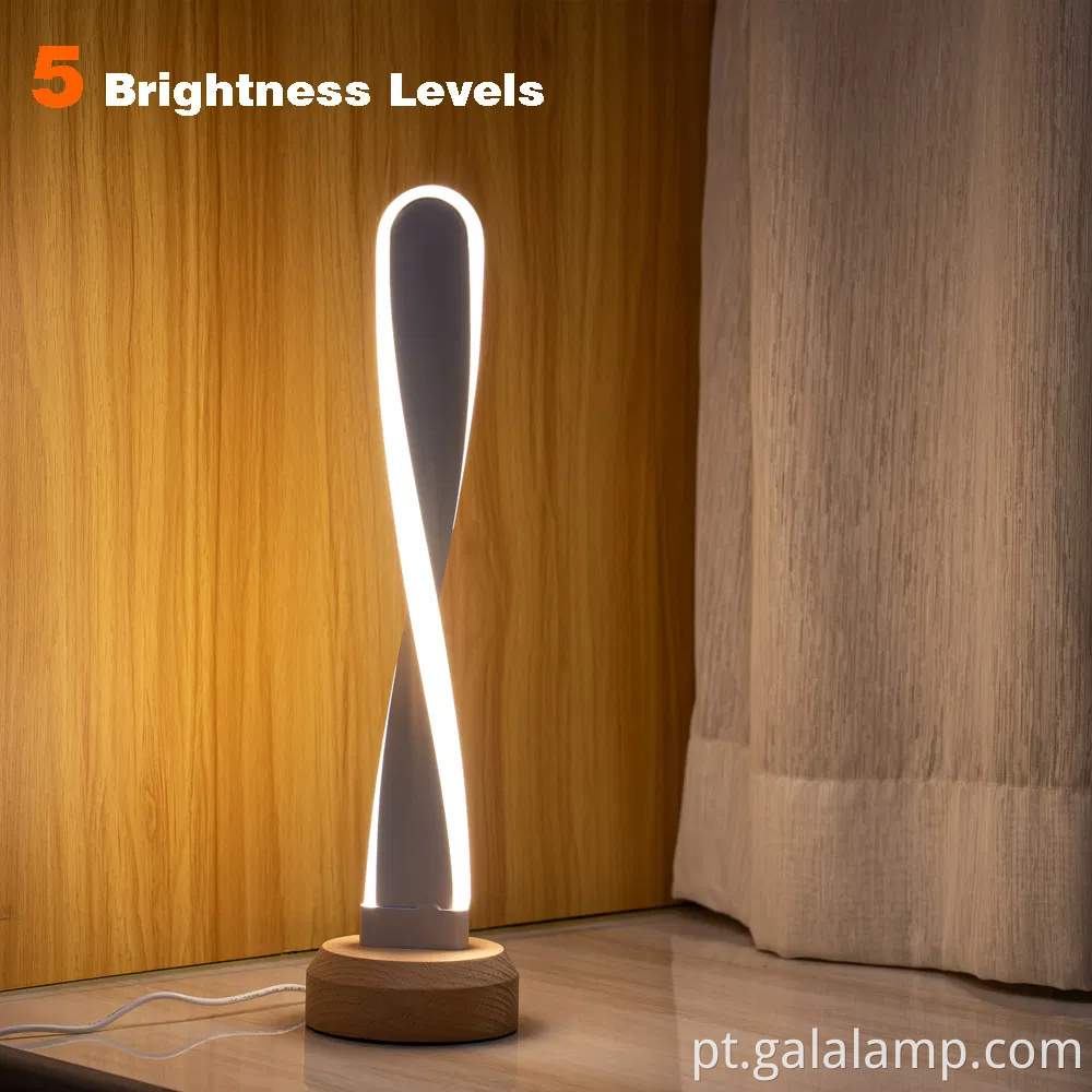 Madeira sólida inteligente, luz noturna LED com recursos exclusivos, lâmpada de mesa USB